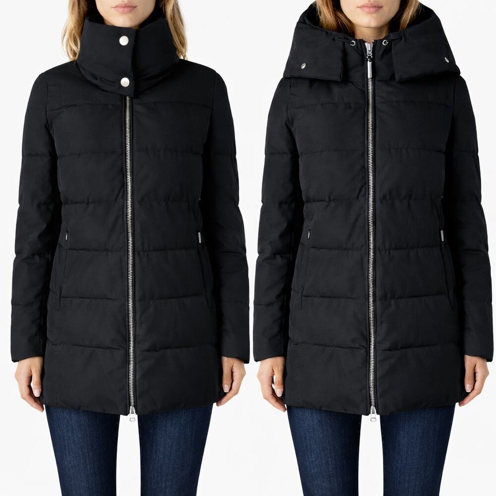 Derek Lam 10 Crosby Puffer Jacket Black Size S Long Quilted Winter Coat